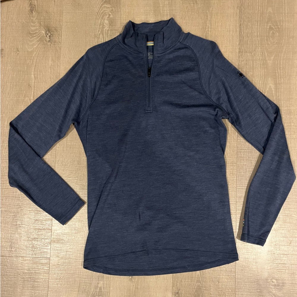 Blue half zip Smartwool long sleeve pullover size m